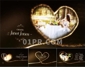 Pr婚礼模板片头 19张3分钟金色粒子轨迹浪漫爱情婚礼 Pr模板片头